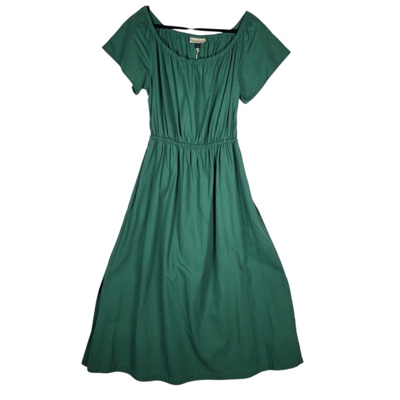 Universal Thread Cotton Midi Dress Women's Medium Green Slit Sides Open Back NWT - Picture 2 of 10